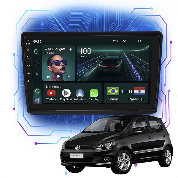 Kit Multimídia Android 9” Fox 2010-2013 | 4GB + 64GB, CarPlay e Android Auto
