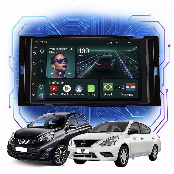 Kit Multimidia Android 4/64GB 7p March Versa 2014-2020 Carplay Android Auto