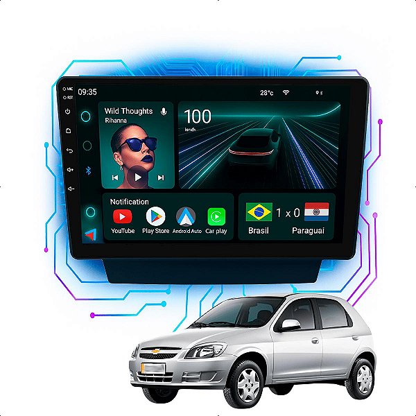 Kit Multimidia Android 4GB/64GB 9p Celta 2006-2016 bluetooth