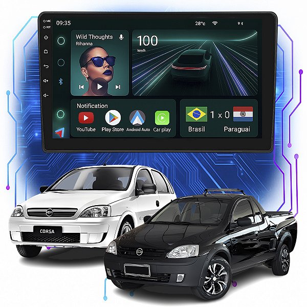 Kit Multimidia Android 4GB/64GB 9p Corsa Montana 2002-2012 Android Auto Carplay + Gps