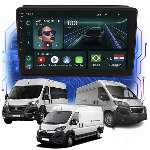 Kit Mutlmidia Android 4GB/64GB 9p Ducato 2018-2025 Bluetooth