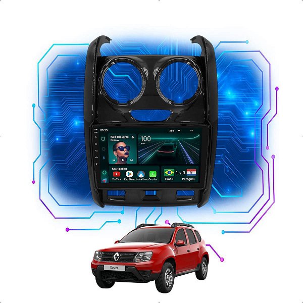 Kit Multimidia Android 4GB/64GB 9p Duster 2014-2019 Bluetooth + Câmera De Ré