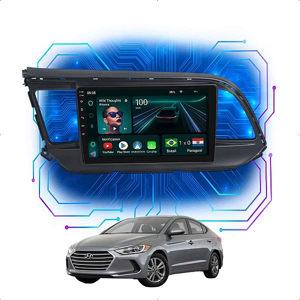 Kit Multimidia Android 4GB/64GB 9p ELANTRA 2017-2018 Carplay + Android Auto