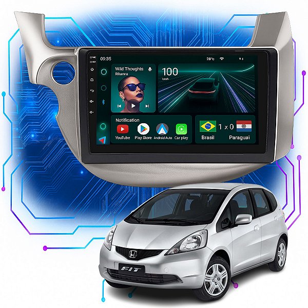 Kit Multimidia Android 4GB/64GB 9" Fit 2009-2014 Bluetooth + Câmera De Ré