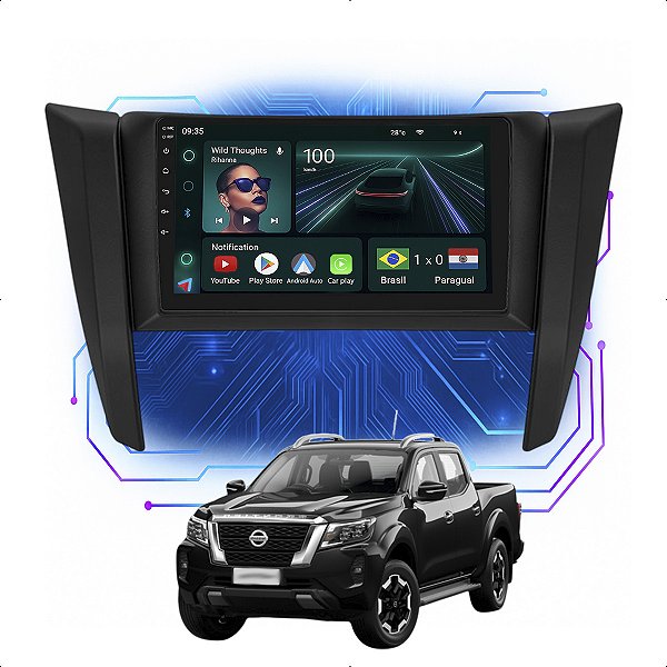 Kit Multimídia Android 9p Frontier 2017-2023 Carplay + Android Auto + Spotify