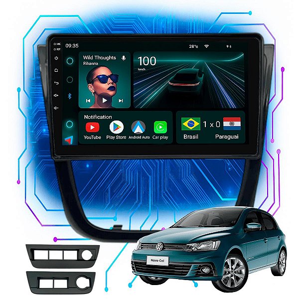 Kit Multimidia Android 4GB/64GB 9p Gol G5 2008-2012 Carplay + Android Auto + Câmera De Ré