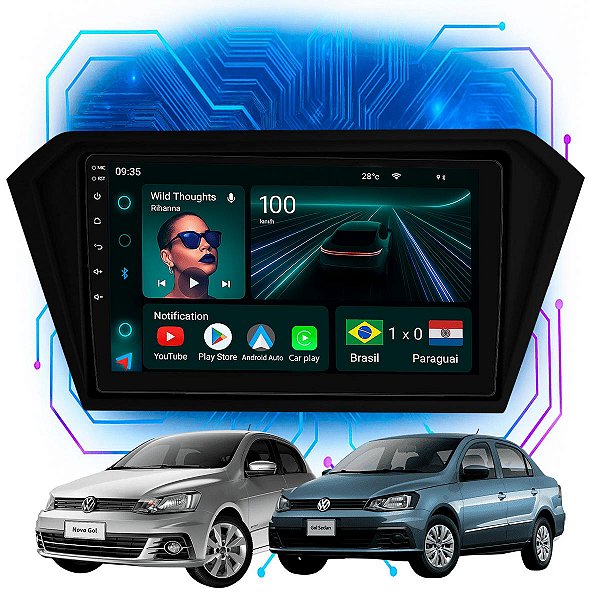 Kit Multimídia Android 9” Gol G7 2016-2018 Gol G8 2018-2021 | 4GB + 64GB, CarPlay e Android Auto