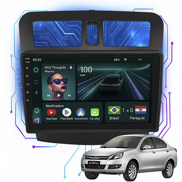 Kit Multimidia Android 4/64GB 9P J3 2013-2015 Android Auto + Câmera De Ré