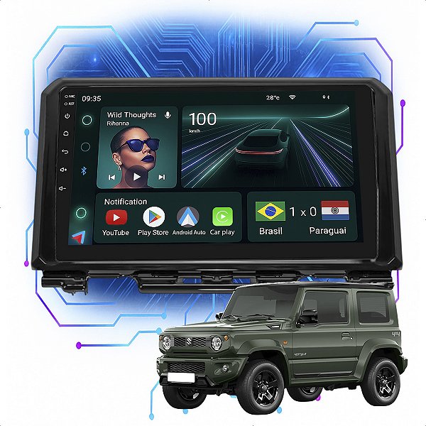 Kit Multimidia Android 4GB/64GB 9" Jimny 2020-2022 Bluetooth + Câmera De Ré