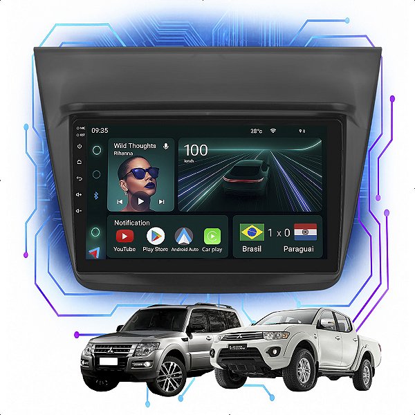 Kit Multimidia Android 4GB/64GB 9p Triton 2008-2018 Pajero 2010-2014 Bluetooth