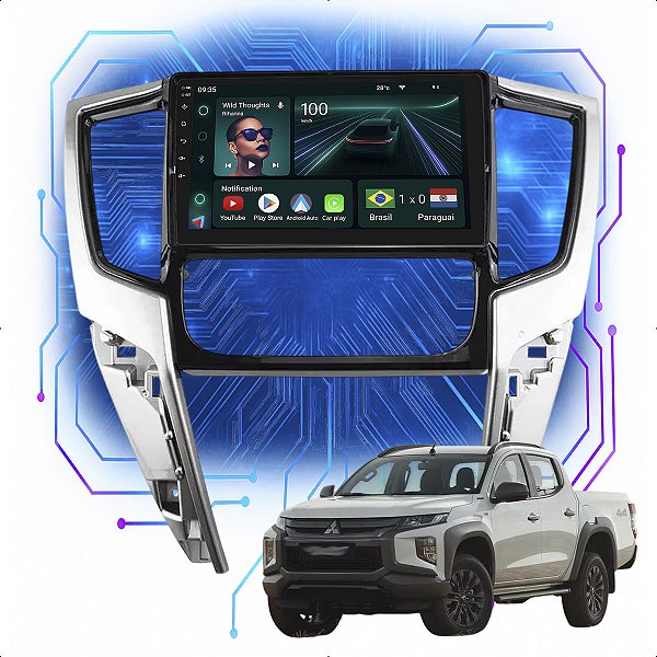 Kit Multimidia Android 4GB/64GB 9p L200 Triton 2020-2025 Gps + Wifi