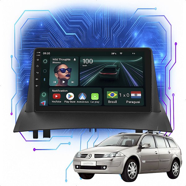 Kit Multimidia Android 4GB/64GB 9p Megane 2007-2013 Camera De Ré