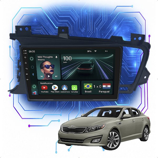 Kit Multimidia Android 4GB/64GB 9p Optima 2010-2014 Carplay + Camera De Ré