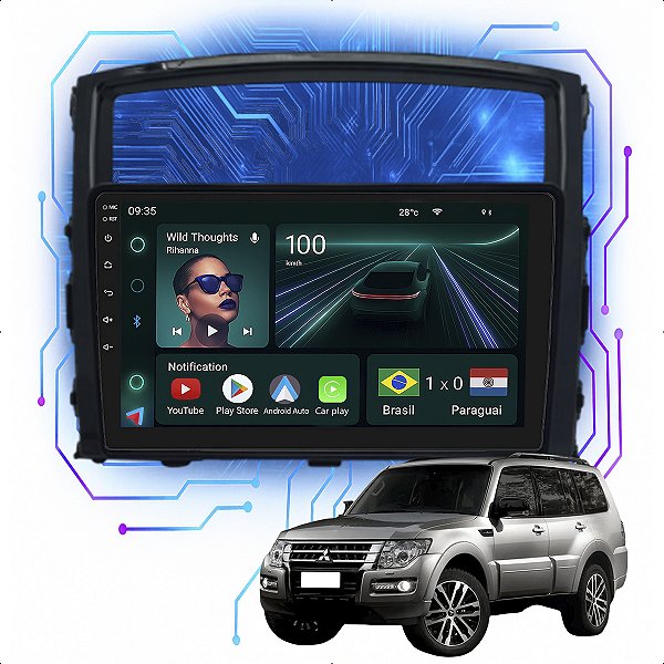 Kit Multimidia Android 4GB/64GB 9p Pajero Full 2008-2021 Carplay + Android Auto