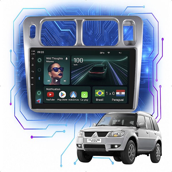 Kit Multimidia Android 4GB/64GB 9p Pajero Tr4 2001-2015 Android Auto + Câmera De Ré