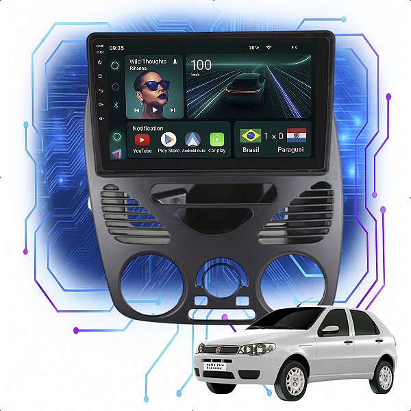 Kit Multimidia Android 4GB/64GB 9p Palio 2001-2013 Android Auto + Spotify