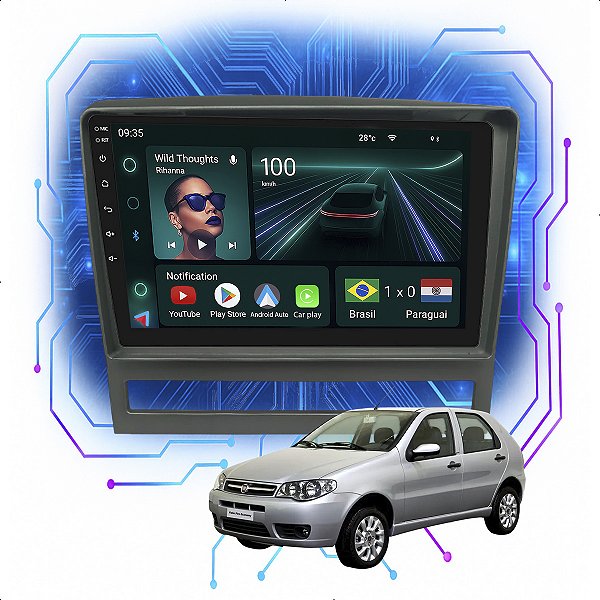 Kit Multimidia Android 4GB/64GB 9p Palio Celebration 2004-2014 Gps + Wifi