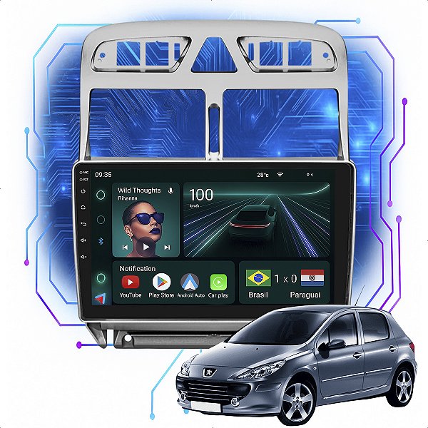 Kit Multimidia Android 4GB/64GB 9p Peugeot 307 2002-2012 Gps + Spotify
