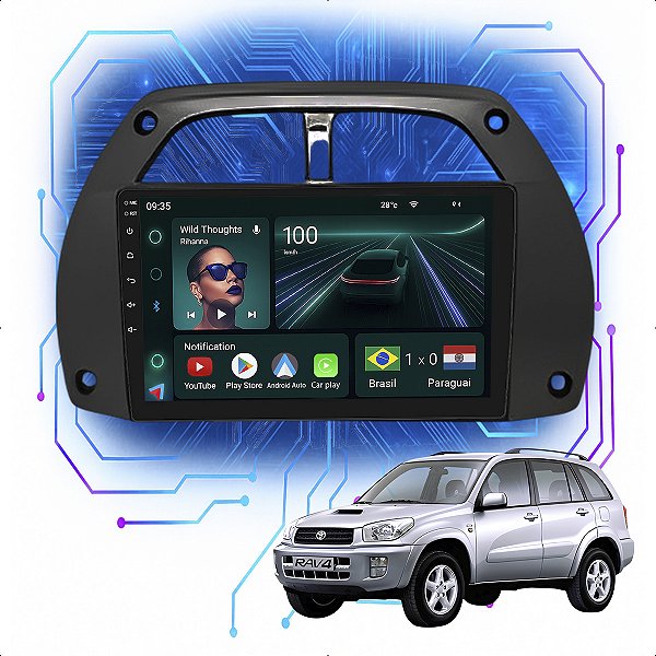 Kit Multimidia Android 4GB/64GB 9p Rav4 2001-2003 Android Auto + Spotify