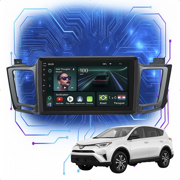 Kit Multimidia Android 4GB/64GB 10p Rav4 2013-2018 Carplay + Gps