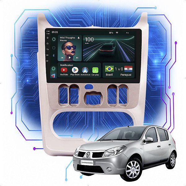 Kit Multimidia Android 4GB/64GB 9p Sandero 2007-2011 Gps + Spotify