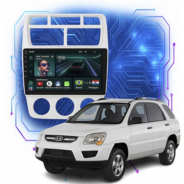Kit Multimidia Android 4GB/64GB 9p Sportage 2006-2010 Gps + Câmera De Ré