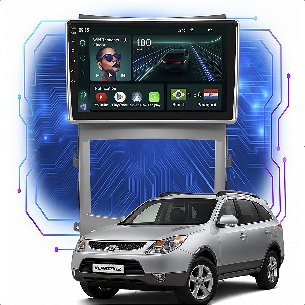 Kit Multimidia Android 4GB/64GB 9p Vera Cruz 2007-2012 Android Auto + Bluetooth