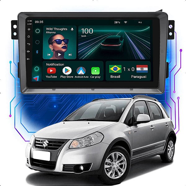 Kit Multimidia Android 4/64GB 9p Sx4 2009-2015 Bluetooth