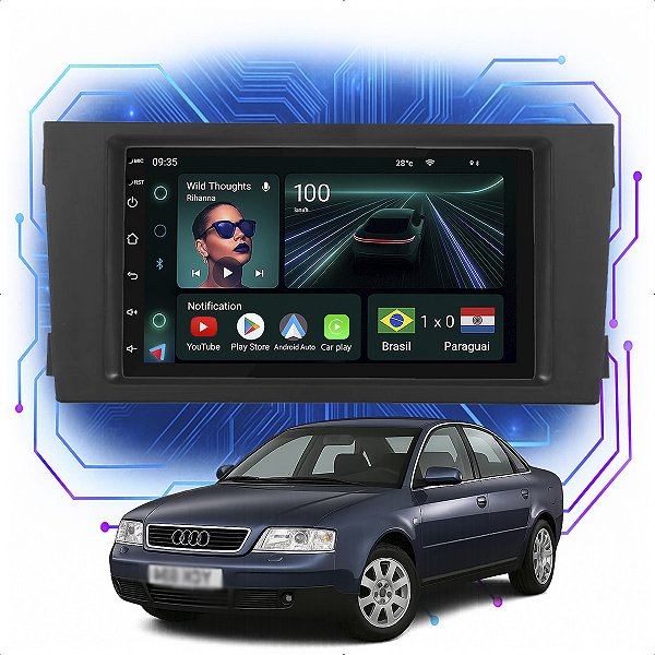 Kit Multimídia Android 7p CarPlay Audi A6 1997 a 2004 Wifi