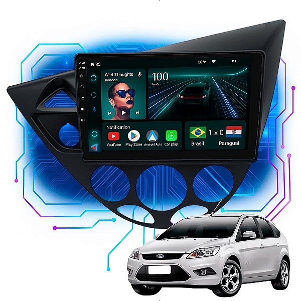 Kit Multimídia Android 4/64GB 9pol Ford Focus 2001-2008