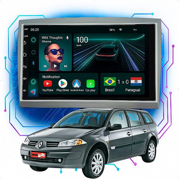 Kit Multimidia Android Megane 4-64GB 7p 07-13 Carplay + Maps