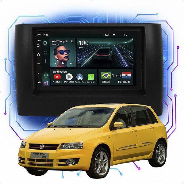 Kit Multimídia Android 4-64GB 7p Stilo 2003 a 2011 Wifi + Maps