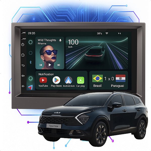 Kit Multimídia Android 4-64GB 7p Sportage 2017 a 2022 Youtube + Gps