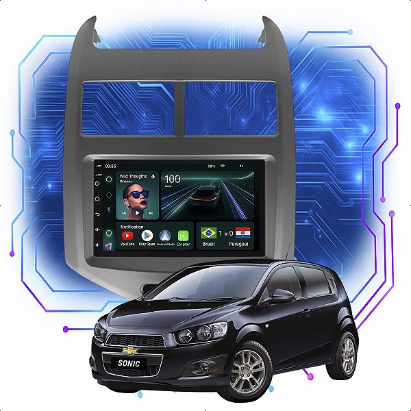Kit Multimídia Android 4-64GB 7p Sonic 2011 a 2014 Youtube + Wifi