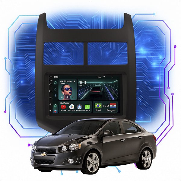 Kit Multimídia Android 4-64GB 7p Sonic 2011 a 2014 Gps + Câmera De Ré