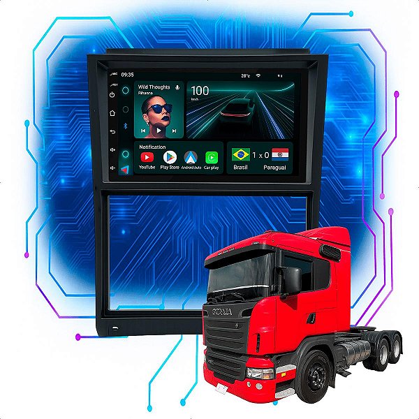 Kit Multimidia Android 4-64GB 7p Scania 124 2008 a 2011 Gps + Câmera De Ré