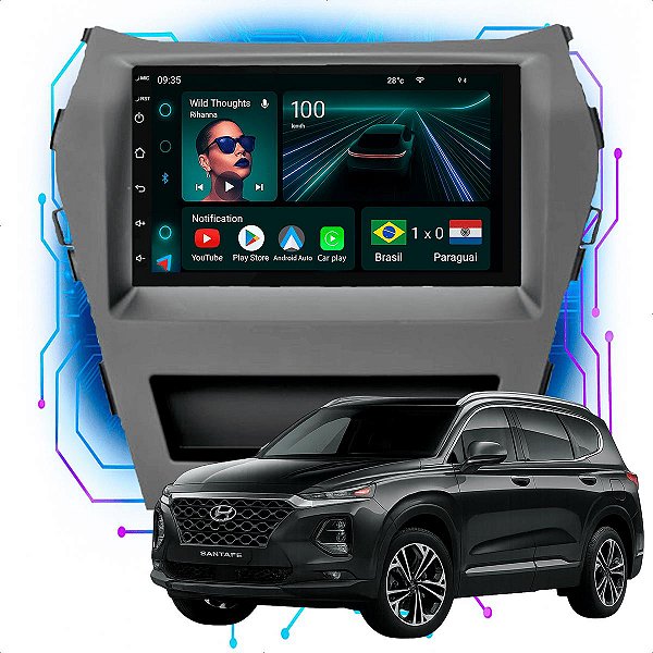 Kit Multimídia Android 4/64GB 7p Santa Fé 2014 a 2019