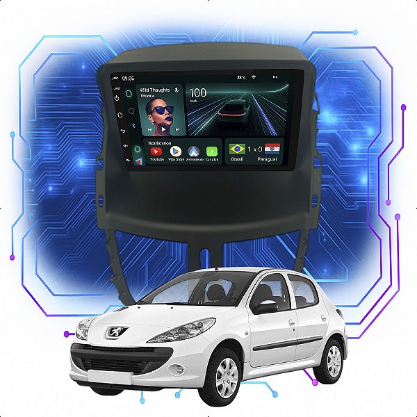 Kit Multimídia Android 4-64GB 7p Peugeot 207 2009 a 2015 Gps + Maps