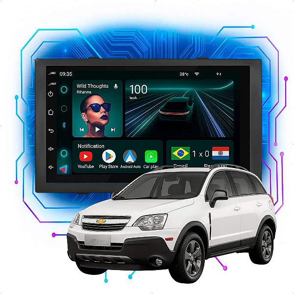 Kit Multimídia Android 4/64GB 7p Captiva 2008 a 2017 Gps