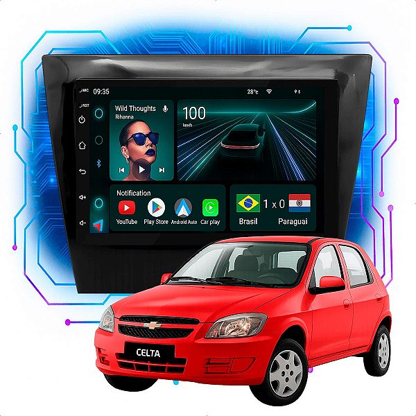 Kit Multimídia Android 4/64GB 7p Chevrolet Celta 2006-2016