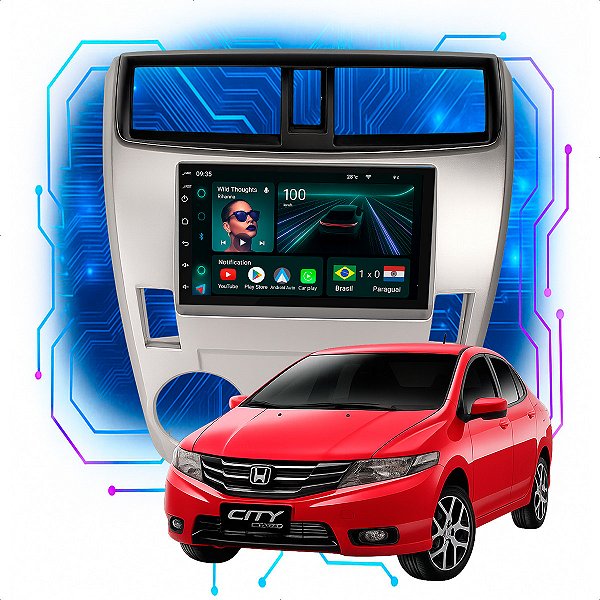 Kit Multimídia Android 4/64GB 7pol Honda City 2009 a 2014