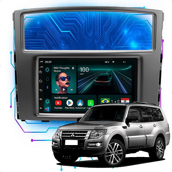 Kit Multimídia Android 4-64GB 7p Pajero Full 2008 a 2021 Carplay + Gps