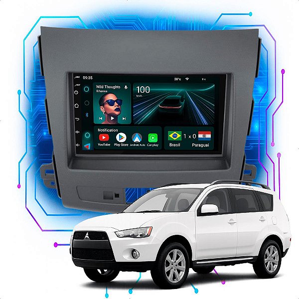 Kit Multimídia Android 4-64GB 7p Outlander 2008 a 2013 Android Auto + Maps