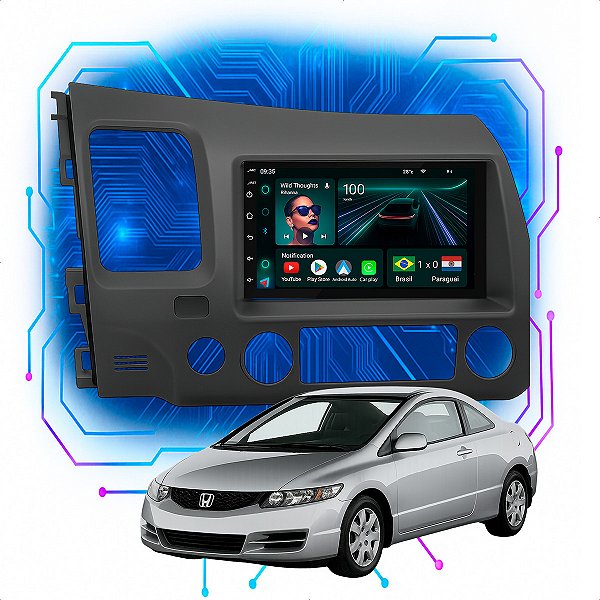 Kit Multimídia Android 4/64GB 7p Civic 2007 a 2011