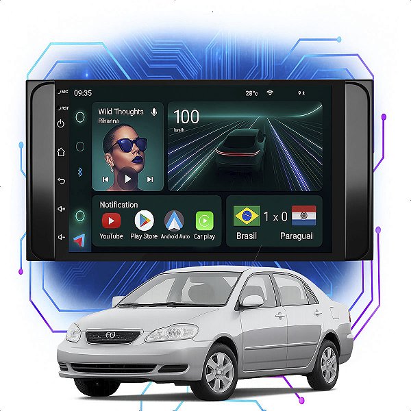 Kit Multimidia Android 4/64GB 7p Corolla 2003 a 2008