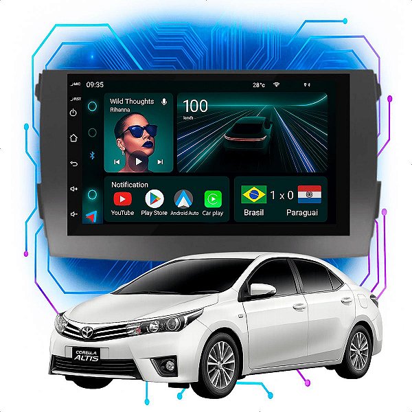 Kit Multimídia Android 4/64GB 7p Corolla 2009 a 2014 Gps