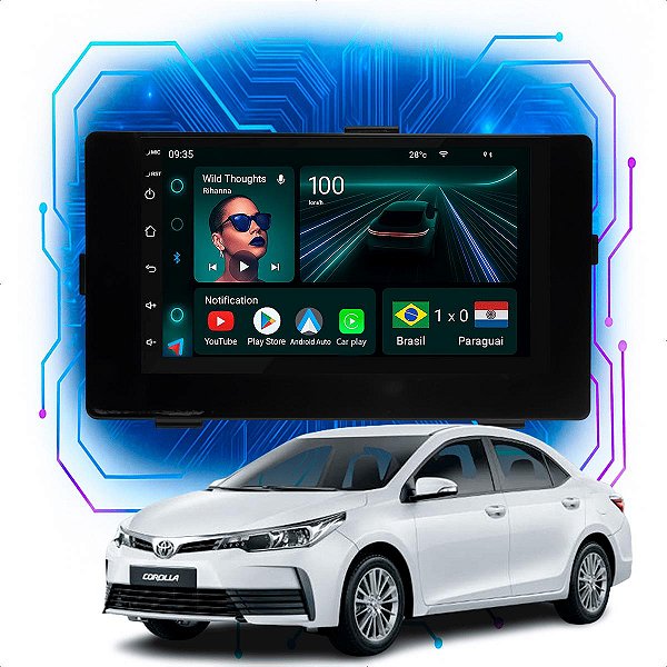 Kit Multimídia Android 4/64GB 7pol Corolla 2018 a 2019