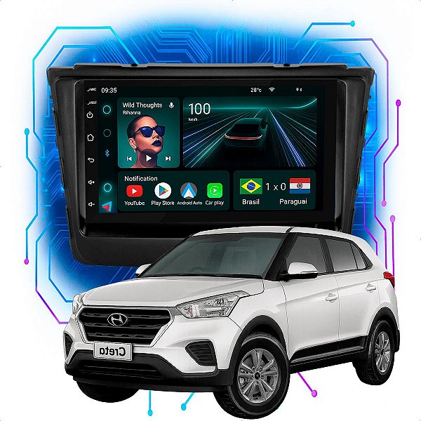 Kit Multimídia Android 4/64GB 7pol Hyundai Creta 2016 a 2021