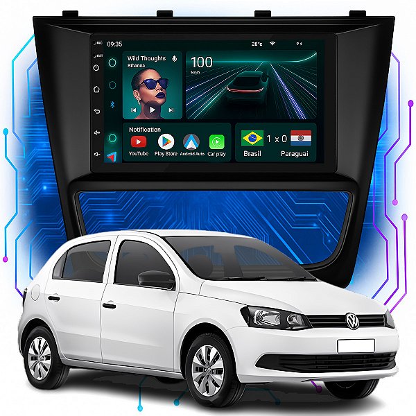 Kit Multimídia Android 4/64GB 7" Gol G6 2012-2016 4 Furos