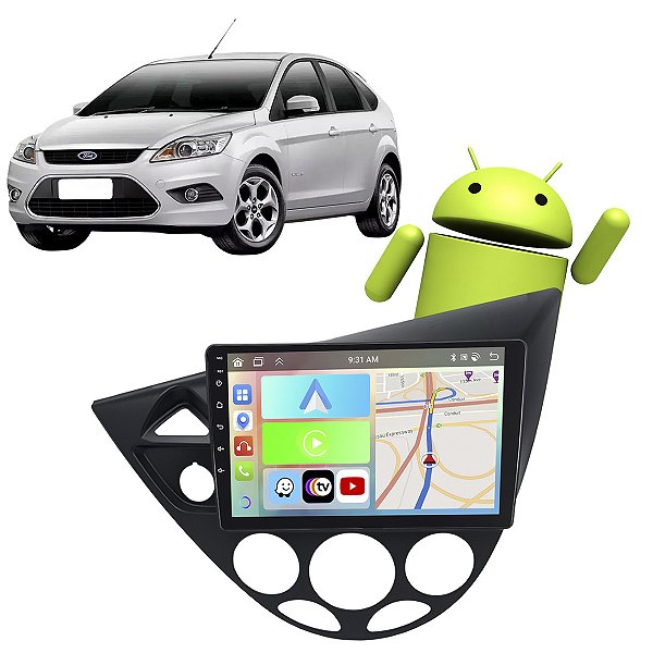 Kit Multimídia Android 9Pol Focus 2001-2008 Câmera de Ré